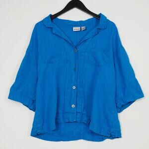 Chico’s 100% Linen Blue Lightweight Shirt / Top Size 3 (US 12/14)